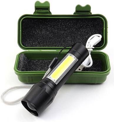 GALLAXY Mini High Power Chip on Board Q5 LED Rechargeable Zoomable Flashlight Torch (Black) 2 hrs Torch Emergency Light