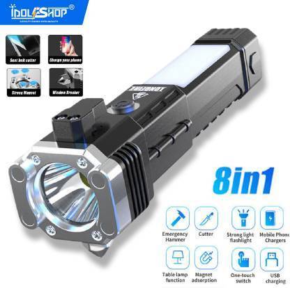 FITUP ® 3W USB Rechargeable Waterproof Flashlight COB Car Window Breaker Safety Torch