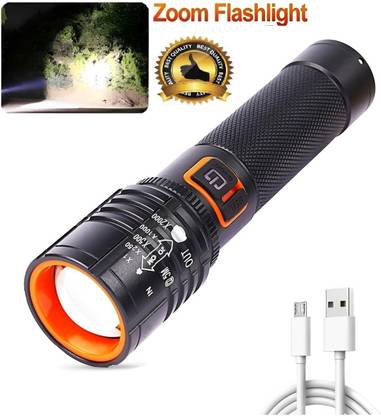 Zeno volt 035 Zoomable LED Metal Troch 4 Modes Flashlight, Super Bright LED Emergency Torch