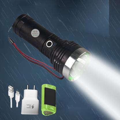 RENMAX Rechargeable LED Torch Light Beam Range Metal Waterproof 5-Modes 7800mAh Torch