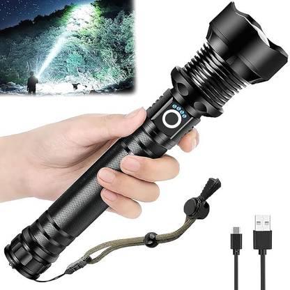 Rhobos Flashlight, High Power Long Distance Rechargeable Flashlight Support Zoom Torch
