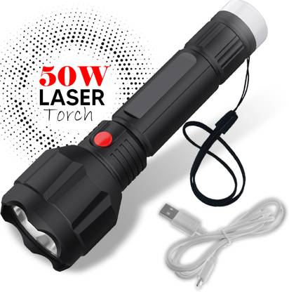 Daily Needs Shop 50W Long Range Torch Light 2 In 1 Light Mode Rechargeable Handy 1200mAh Battery Torch