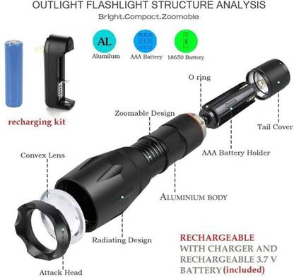 Small Sun 5 Type Mode Metal Light: Highlights the multiple functionalities Torch