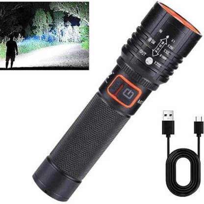 Zeno volt M035(ZOOMABLE METAL LED TORCH)5 Modes Flashlight, Super Bright 20W LED Light Torch