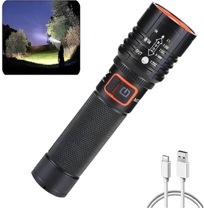 Dazzel Flex Metal LED Flashlight, LED Water Resistant Zoomable Torch with 5 Lighting Modes Torch