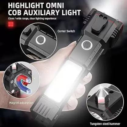 SPAKRO LED 3W Torch Multi-Function Car Safety Hammer Flashlight Torch Torch