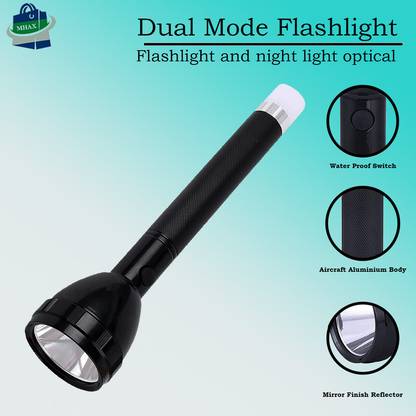 MHAX Waterproof 1 Km Lithium Battery Long Range LED_Torch Light Rechargeable Torch