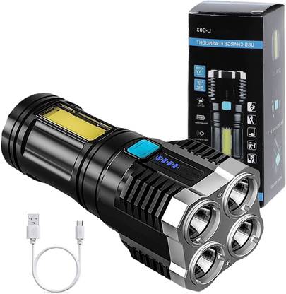insignia decor 4 in 1 Led Rechargeable Torch USB with battery Indicator High Power Long_L17 Torch