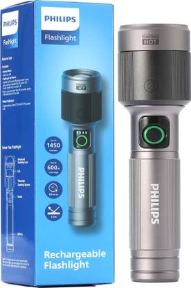 PHILIPS Aircraft Aluminium Alloy, Zoom LED Flashlight – 1450 lm, 2200mAh, SFL2101/56 Torch