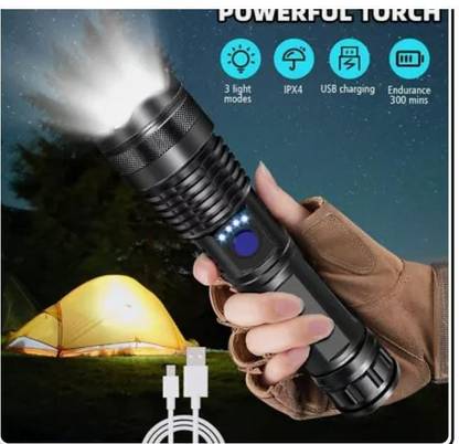 Zeno volt RECHARGEABLE LED METAL TORCH-Zoomable 1500W Power with 5500mAh Battery Torch Torch