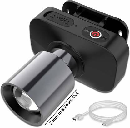 Smuf Rechargeable Metal Body Head Lamp With 3 Mode Light Zooming Torch