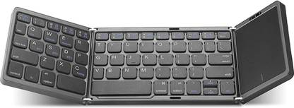 VOOCME Portable Wireless Bluetooth Folding Keyboard with Full Size Touch pad,Ultra Slim Pocket Size, Rechargeable, Bluetooth Wireless for iOS, Android and Windows Tabs