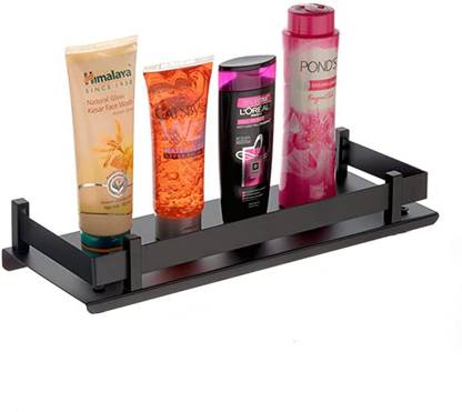 Gosai by Gosai Bathroom Accessories Shelf Kitchen Shelf Wall Mount Shelf Matt Black 15x5 inch Black Towel Holder