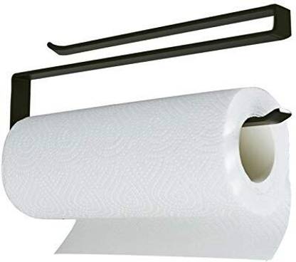 RIOMAX Paper Towel Hanger Paper Roll Holder Over The Door Kitchen Roll Holder BLACK Towel Holder