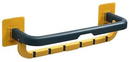 SANWALSA Wall Mounted Folding Towel Bar, Double Layer Plastic Towel Rod with 6 Hooks Multicolor Towel Holder