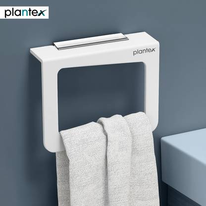 प्लांटेक्स High Grade Acrylic Square Towel Ring / Napkin Ring / Towel Stand Silver Towel Holder Bathroom Accessories for Home व्हाइट टॉवल होल्डर