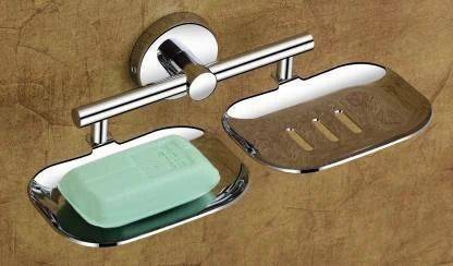 iSTAR Double Soap Dish Stand, Double Soap dish Holder, Bathroom Accessories(Chrome Finish, 304 Stainless Steel) (Silver) PACK OF 1 steel Towel Holder