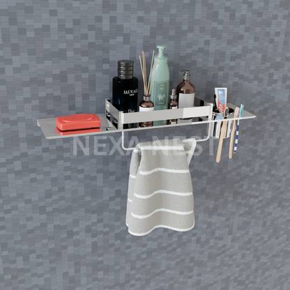 Nexanest by Nexanest Stainless Steel 4in1 Multipurpose Shelf/Rack/Towel And Tumbler Holder/Soap Dish silver Towel Holder