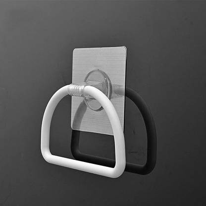 omkar Sticker Self Adhesive Round Shape Towel hanging ring wall mount white Towel Holder