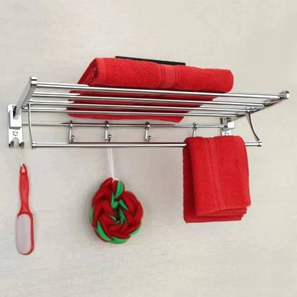 Pillu by Pillu Bath Fitting High Grade 304 Stainless Steel Folding Towel Rack for Bathroom (2 Feet Long) Towel Stand/Towel Hanger/Towel Holder/Bathroom Accessories SILVER Towel Holder