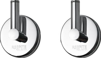RESPITE Towel Hooks/Hangers for Hanging Robe, Coat, Towel, Keys, Bags, (CN Pack of 2) SILVER Towel Holder