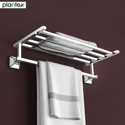 Plantex Crosslink Stainless Steel 304 Grade Squaro Towel Rack for Bathroom/Towel Stand/Hanger/Bathroom Accessories (18 Inch) Chrome Finish Towel Holder