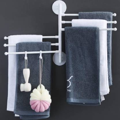COFP 6 Bar Towel Rack Wall Mounted Rotating Punch-free 180 Degree Towel Hanger MULTI Towel Holder