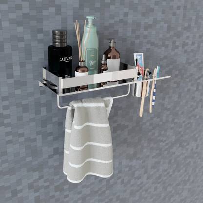 Nexanest by Nexanest StainlessSteel 3in1 Multipurpose Bathroom Shelf/Rack/Towel Hanger/Tumbler Holder silver Towel Holder