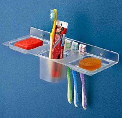 Flipkart SmartBuy ABS Plastic multipurpose 4 in 1 Paste-Brush, Soap Stand/Tumbler (pack of 1) transparent Towel Holder