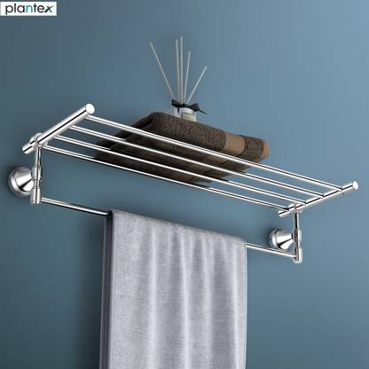 Plantex Crosslink Niko Stainless Steel 304 Grade Towel Rack for Bathroom/Towel Stand/Hanger/Bathroom Accessories (24 Inch-Chrome) Silver Towel Holder