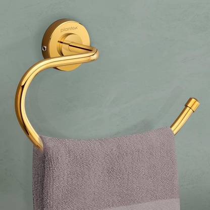 Plantex 304 Grade Stainless Steel Daizy Napkin Ring/Towel Hanger - Pack of 2 (APS-953) Gold Towel Holder