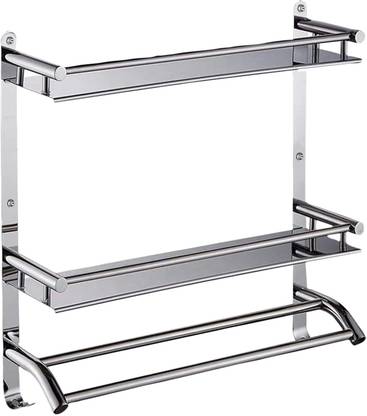 Zureni Towel Holder with 2-Tier Rack Multipurpose Napkin Hanger Wall Mount for Home Chrome Towel Holder