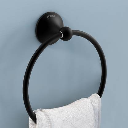 Plantex Towel Ring for Bathroom/Round Napkin Ring/Towel Stand for Bathroom Accessories Black Towel Holder