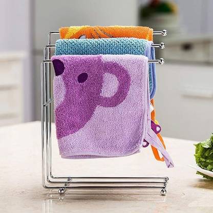Indian Decor 31405 Modern Countertop Towel Rack Holder Free Standing Silver Towel Holder