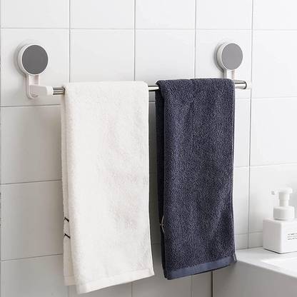 QARB Suction Cup Towel Rail Adjustable Rustproof Stainless Steel Removable Towel Rail 19 inch 1 Bar Towel Rod