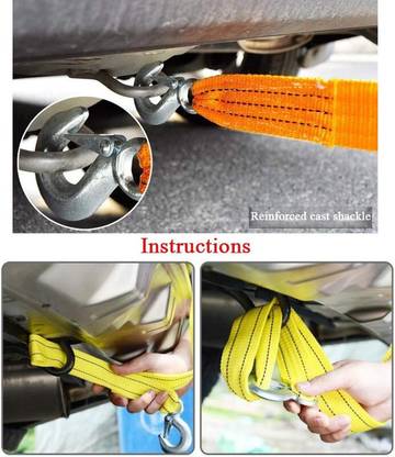 LOVMOTO Car Emergency Vehicle Tools Hooks 5 Ton 4m Tow Rope For Inn-ova Cry-sta Front Mount Towing Hook