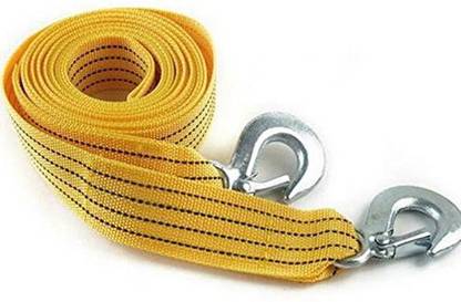 carfrill Long Super Strong Emergency Heavy Duty Car Tow Cable 3 Ton Towing Strap Rope with Dual forged Hooks (Yellow, A-05) 4 m Towing Cable