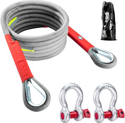 Zeitel 30ft Tow Rope, Heavy Duty Towing Strap with Screw Fixed D Ring, Woven Nylon Car 400 m Towing Cable