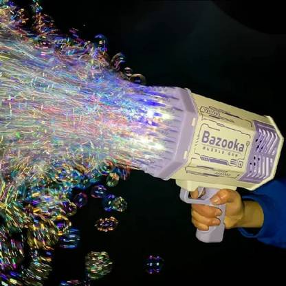2N2 A69 Holes Rocket Bubble Gun with Colorful Lights/Bubble Solution RECHARGABLE BB1 Toy Bubble Maker