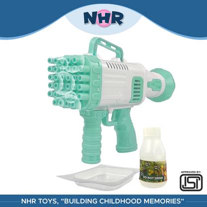 NHR Electric 32 Hole Gatling Bubble Machine Gun with 100 ML Solution- Bubble Gun, Toy Bubble Maker