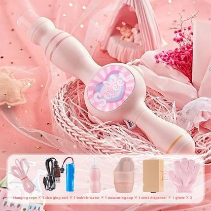 TOYSM Rechargeable Smoke Bubble Gun Toy with LED Light & Gloves Toy Bubble Maker