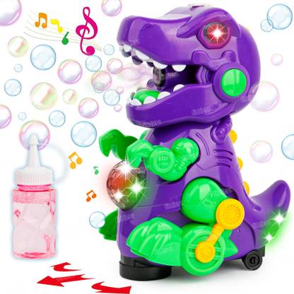 FIDDLERZ Bubble Dinosaur Toy for Kids Automatic Bubble Machine with Lights Sound Music Toy Bubble Maker