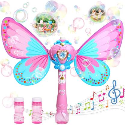 VikriDa Magic Wand Bubble Machine Butterfly Automatic Powerful Bubble Blower for Kids Toy Bubble Maker