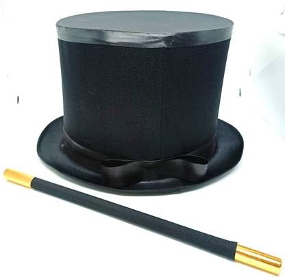wizerdy FOLDING TOP HAT & COLOR CHANGING WAND MAGIC TRICK / MAGICIAN HAT & MAGIC WAND 2 Magic Tricks