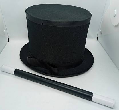 A SARKAR MAGIC SHOP MAGICIAN HAT WITH RISING MAGIC WAND SET / MAGIC HAT & JUMPING WAND 2 Magic Tricks