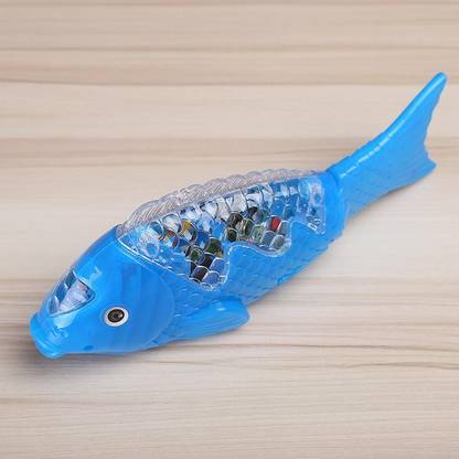 QBIC Electric fish toy with 3D lights / Tail Wiggling moving fish Toy Wigglers