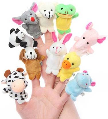 Tiny Troves 10 Pc Plush Animals Finger Puppet Toys, Soft Hands Puppets Game for Children Finger Puppets