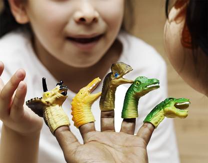 Dhinchak 5 Dinosaur Realistic Look Rubber Finger Puppet for Imaginative Play Finger Puppets