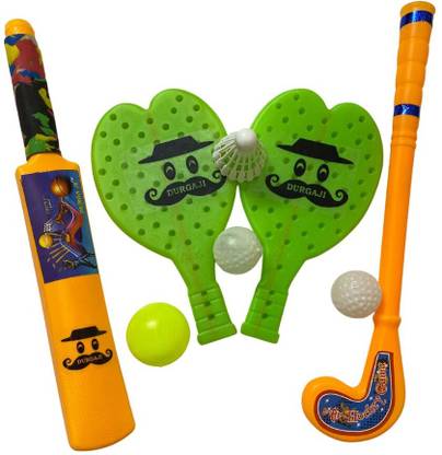 Prapti Mart Super Combo Bat Ball Racket Hockey for Kids Indoor Outdoor Toys Age 2 Year + Hockey Kit