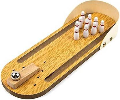 TRU TOYS Mini Bowling Set, Wooden Tabletop Bowling Game Desk Toys Desktop Bowling Bowling